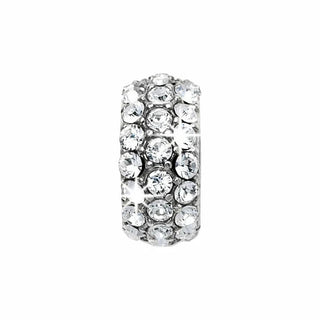Silver rectangular glitter spacer bead with full-coverage clear crystals
