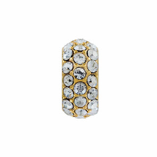 Gold rectangular spacer bead fully encrusted with clear crystals