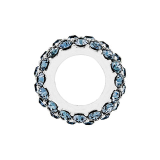 Light blue crystal rhinestone silver spacer bead for bracelet charms