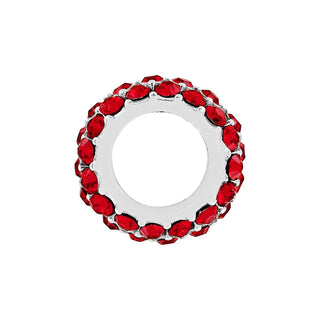 Red faceted crystal silver spacer bead for beaded jewelry stacks