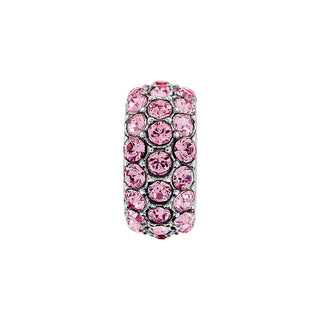 Light pink double-grid crystal silver rectangular spacer bead