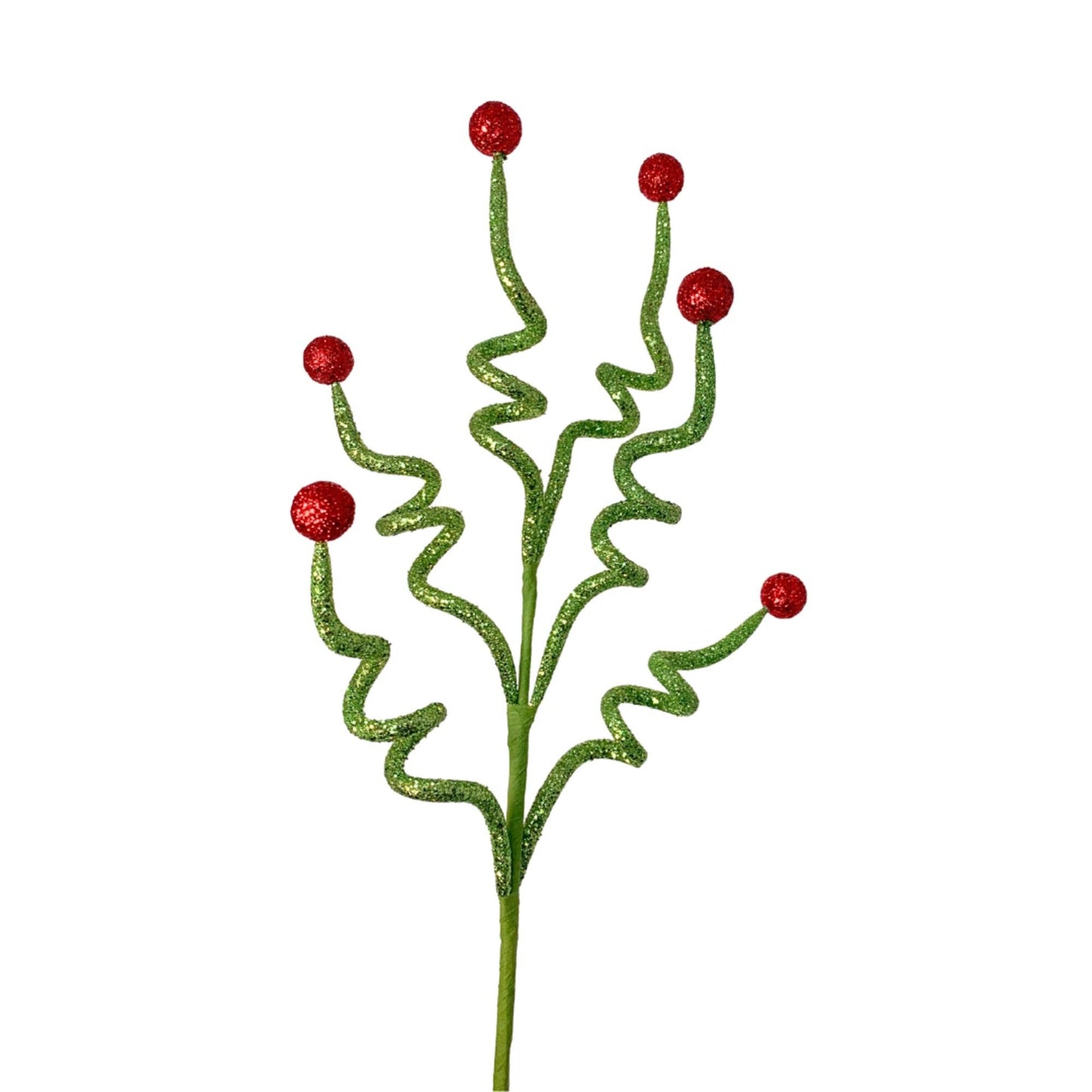 curly green with red balls spray for Christmas tree