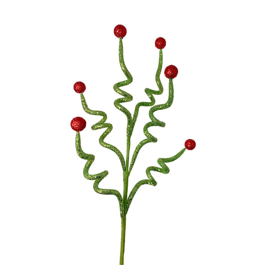 curly green with red balls spray for Christmas tree