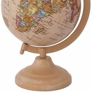 Globe On Metal Stand close-up showing globe detail and metal stand craftsmanship