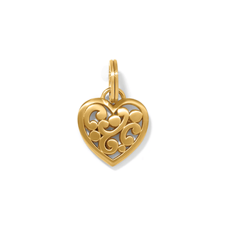 Brighton JC7385 Contempo Heart Charm in gold with intricate filigree design