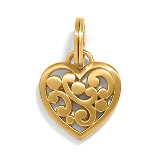 Brighton Contempo gold plated heart charm with openwork scroll design