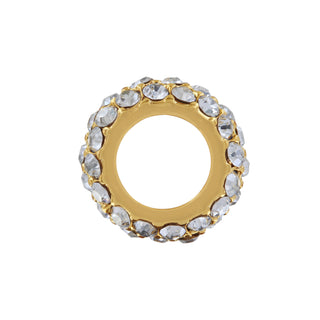 Brighton gold circular spacer bead encrusted with clear crystal rhinestones all around