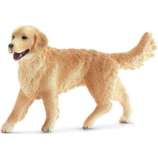 Schleich hand-painted golden retriever figurine side profile with textured fur detail and warm light brown coat