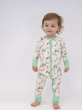 Child wearing a Barks And Birdies Onesie