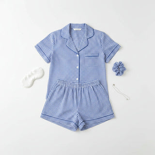 blue gingham pj set
