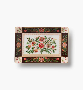 Rifle Paper Co. Gracie porcelain catchall tray with floral botanical design on white background