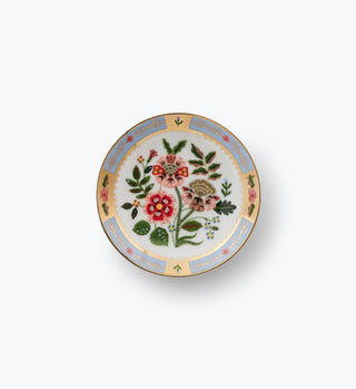 Rifle Paper Co. Gracie porcelain ring dish with colorful floral bouquet design and gold trim