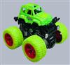 Toy monster truck with green body and yellow wheels 