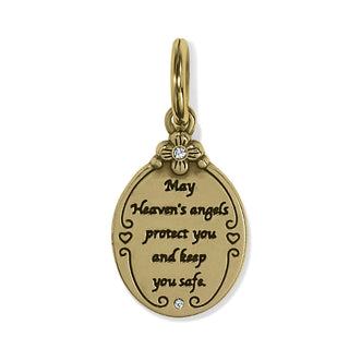 Brighton Guardian Angel Charm with engraved protection message and two-tone silver-gold finish