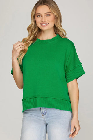 Half Sleeve Crew Neck Sweater