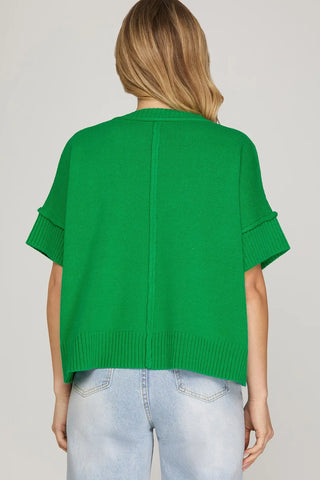 Half Sleeve Crew Neck Sweater