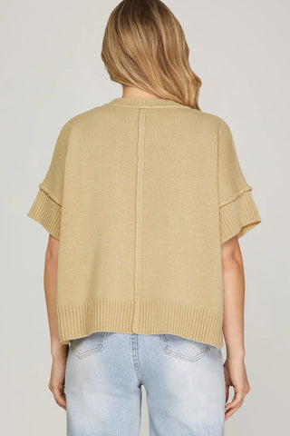 Half Sleeve Crew Neck Sweater