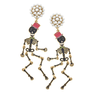 Canvas Women's Earrings Halloween Enamel Skeleton earrings in Black and Pink