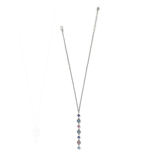 Brighton Halo Nova Drop Necklace in silver with multicolor crystal pendant on delicate chain