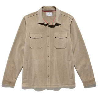 Flag & Anthem Hamlin Stretch Twill Shirt Jacket in oatmeal with snap buttons and chest pockets