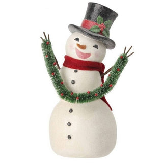 Regency Christmas Decor Happy Snowman with Garland