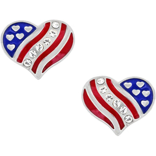 Brighton Hearts and Stripes Mini Post Earrings with patriotic American flag design and crystals