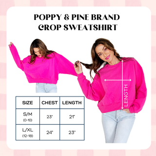 Poppy & Pine Heaven Made hot pink crop sweatshirt with crew neck and ribbed hem