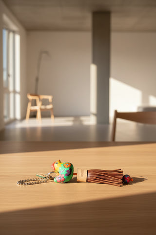 Colorful keychain with a chicken design