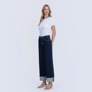 Vervet Women's Bottoms High Rise Cuffed Wide Leg Jeans