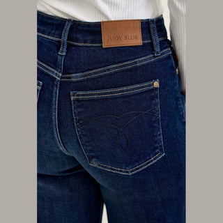 Judy Blue Twilight Blue high waist wide leg jeans rear leather patch and rivet detail
