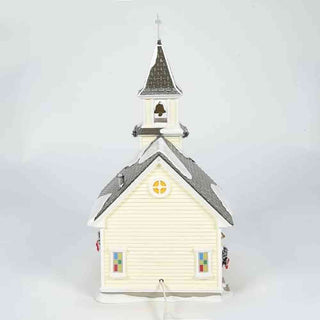 Department 56 Holy Family Church collectible building with steeple and stained glass windows