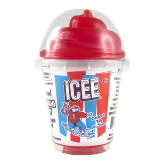 Red and clear toy container with 'ICEE' branding