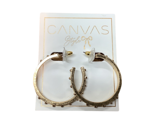 Mia Studded Metal Hoop Earrings in Worn Gold