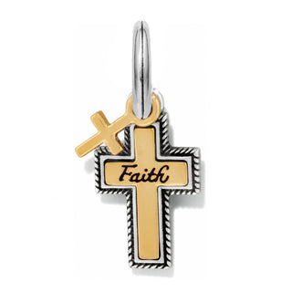 Brighton True Faith charm featuring gold cross with Faith inscription and small accent cross