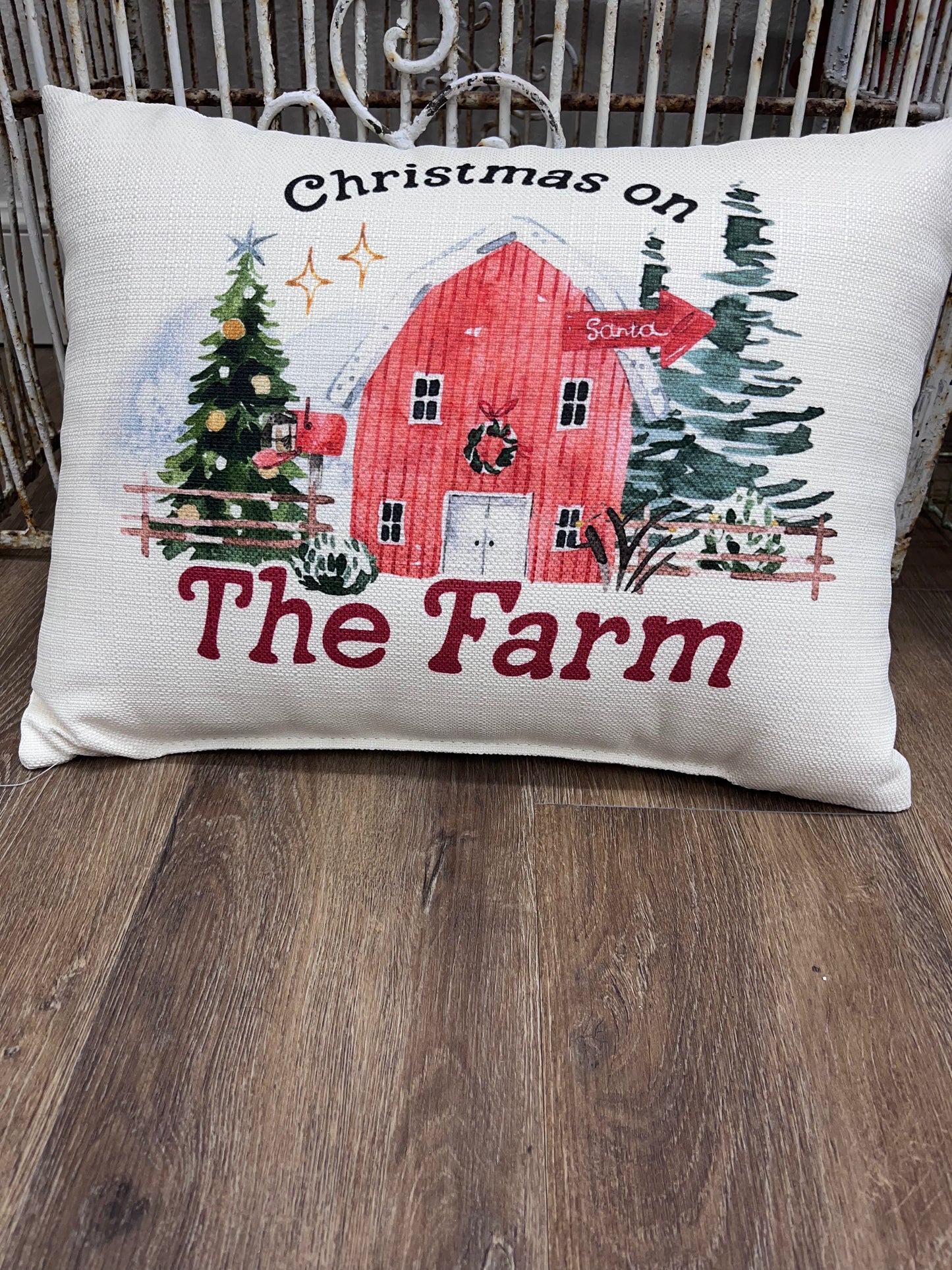 Christmas on the Farm Pillow