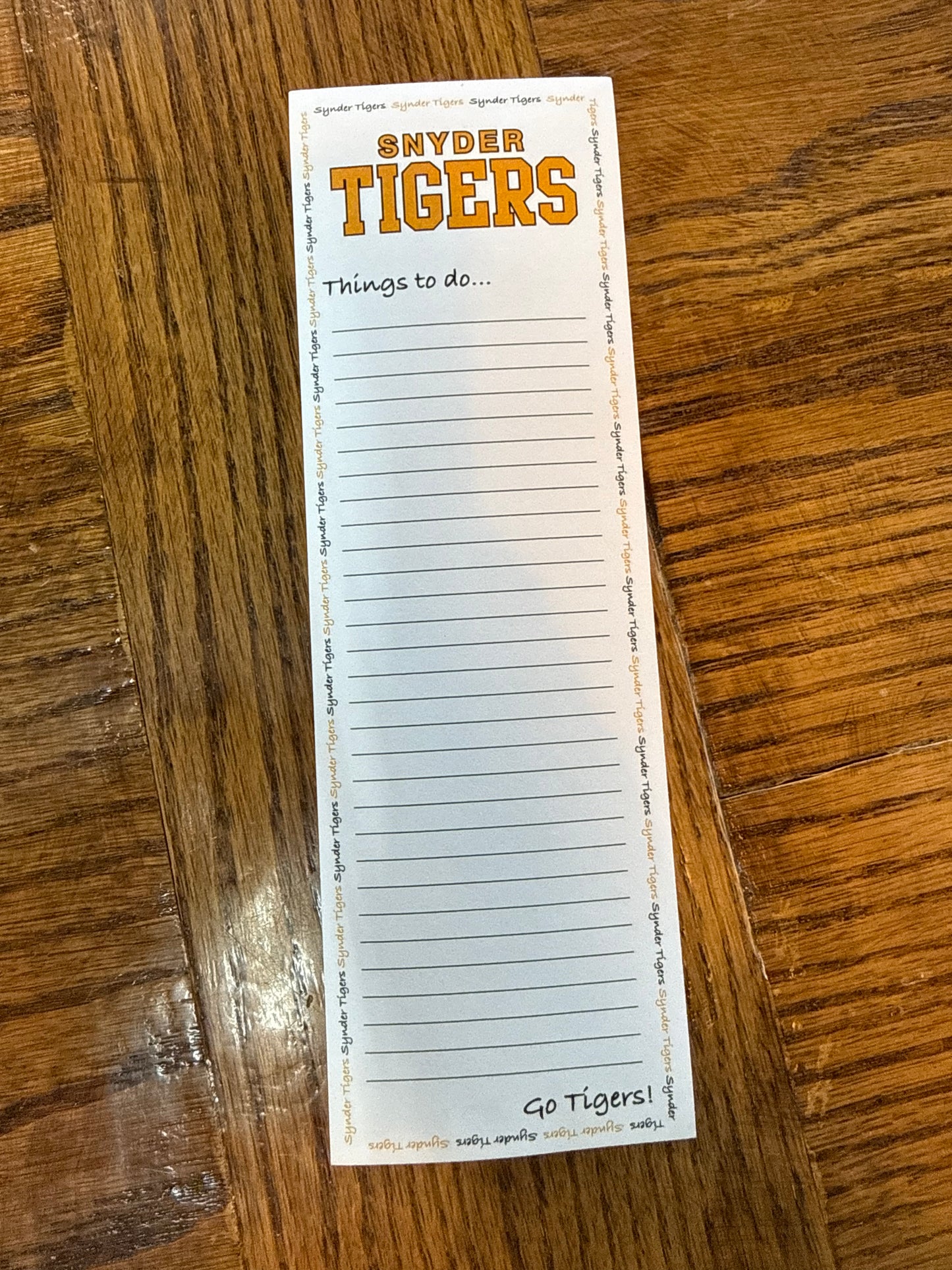 Snyder Tigers Notepad