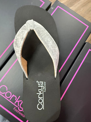 Corky's Overboard Silver Flip Flop