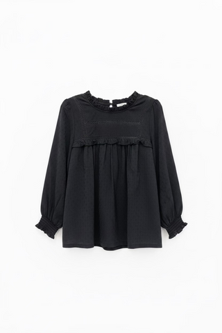 Black Lace Yoke Detail Top