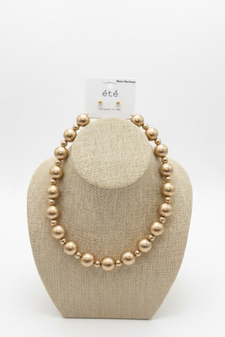 Multi Bead Matte Gold Necklace
