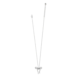 Brighton Illumina Bow Necklace in silver with crystal-encrusted bow pendant on delicate chain