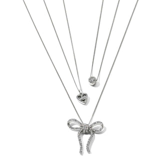 Brighton Illumina Bow Necklace in silver with crystal pavé bow pendant on delicate chain