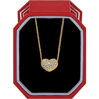 Brighton Illumina Celeste Heart Petite Necklace displayed in red octagonal gift box
