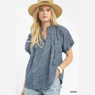 Indigo Mini Floral Top