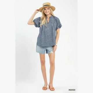 Indigo Mini Floral Top