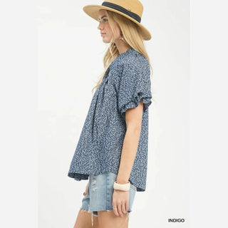 Indigo Mini Floral Top