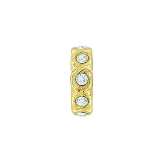 Brighton gold-tone infinity spacer charm with clear crystal stones on white background
