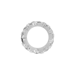 Brighton silver infinity spacer charm with textured petal rim and smooth center