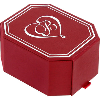 Brighton branded red octagonal jewelry gift box with white heart logo and ribbon pull