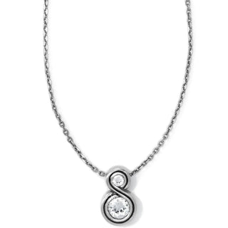 Brighton Infinity Sparkle Petite Necklace in silver with figure-eight crystal pendant on delicate chain