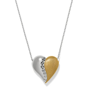 Brighton two-tone silver and gold heart pendant necklace with XO engraved detail